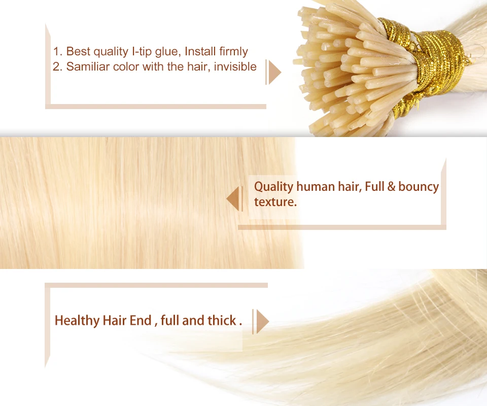 QHP Hair Straight Machine Made Remy Hair Extensions 50pcs/ Set Straight Keratin I Tip Human Extension Ombre Color Pink Red hair extensions