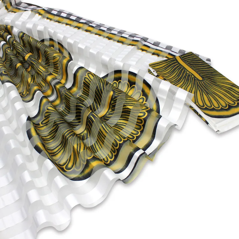 Высокое качество белые африканские ткани 4 ярдов органза лента шелк с 2 ярдов нигерийская атласная ткань для женщин платье новейший дизайн