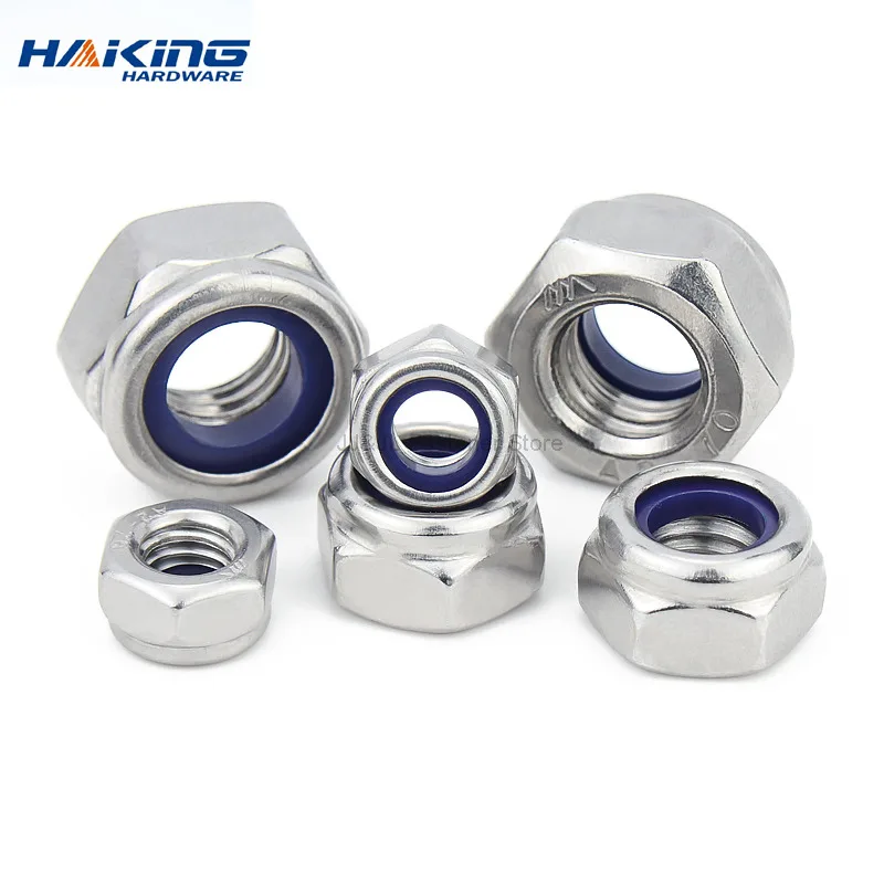 Nylon Lock Nut Stainless Steel Hex Hexagon Locking Nut M2 M2.5 M3 M4 M5 M6 M8 M10 M12 M14 M16