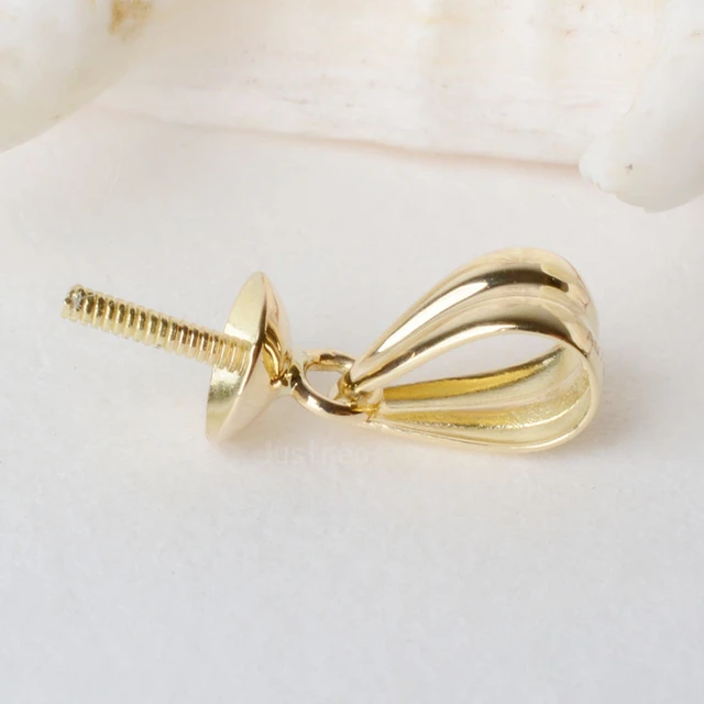 18karat gold pinch bail pendant clasp connector,bead caps with peg