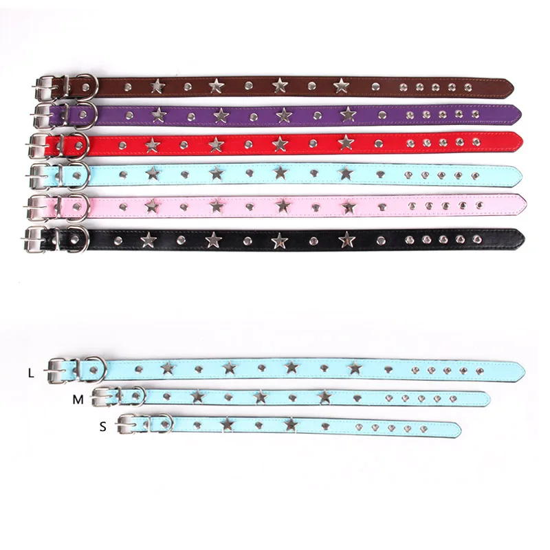 Dog Collar S/M/L Star Studded Leather Puppy Collars for Small Medium Dogs Cat