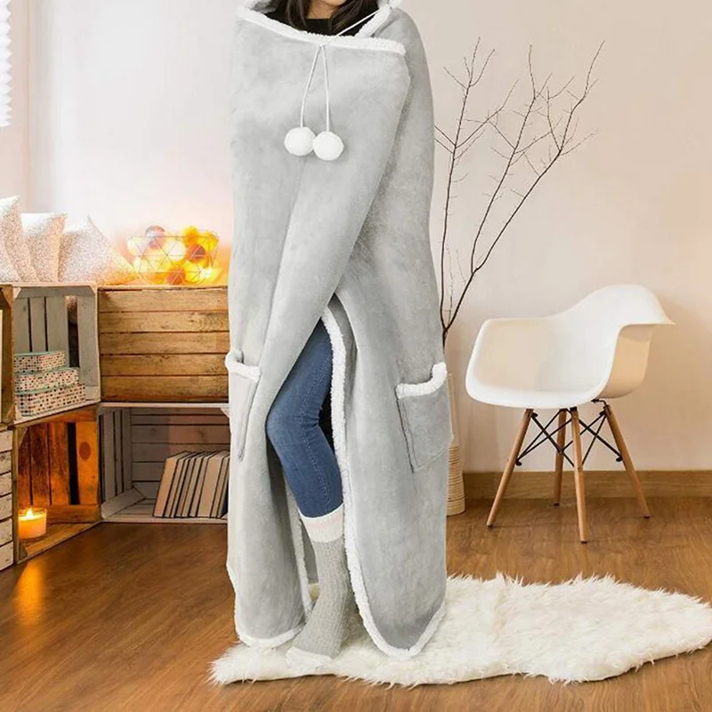 

WENYUJH Fleece TV Blanket Women Fluffy Cloak Winter Plush Blankets Soft Warm Blanket Weighted Hooded Coats Plaid Robe cobertor