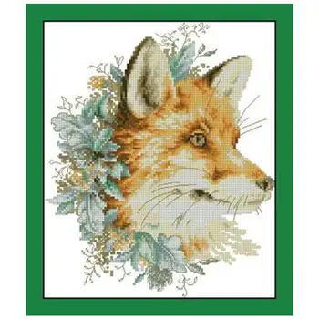 

Wreath fox animals patterns Counted Cross Stitch 11CT 14CT 18CT DIY Cross Stitch Kits Embroidery Needlework Sets home decor