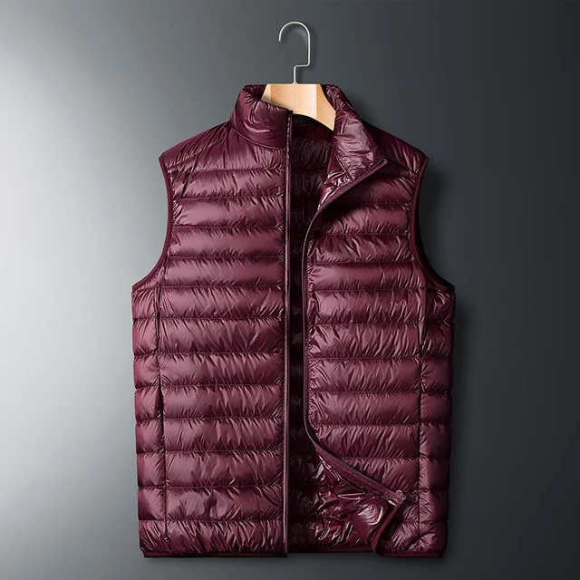 Duck Down Vest Men and Women Universal Spring Light Jackets Fashion Sleeveless Outerwear Coat Autumn Coat White Duck Down Wine Red