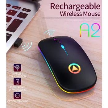 

7 Colors LED Backlit Rechargeable Wireless Silent Mouse USB Mouse 2.4Ghz Ergonomic Optical Gaming Mouse for PC Laptop Computer