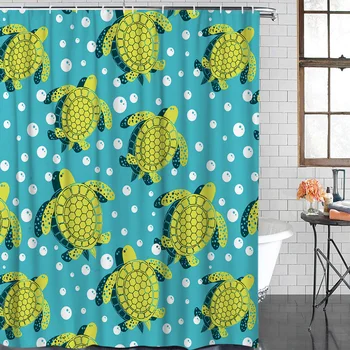 

Sea Creature Cute Turtle Polyester Fabric Shower Curtain