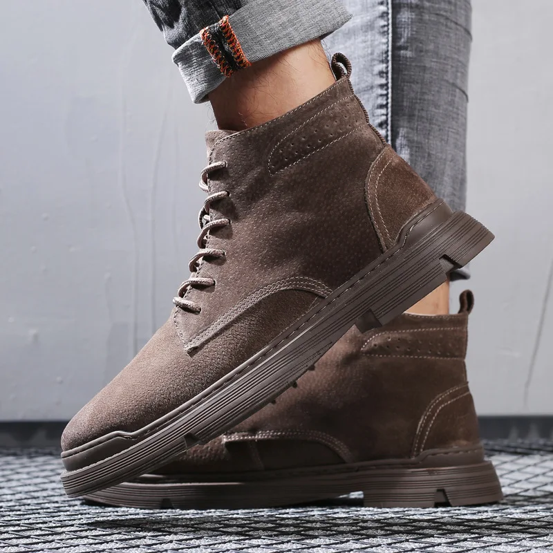 

New Style Autumn & Winter Martin Boots Men's Cotton-padded Shoes with Velvet Snow Boots Wolf Warriors Fashion Man Boots England