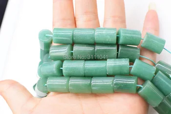 

loose beads green jade pillar for DIY jewelry making FPPJ wholesale beads nature