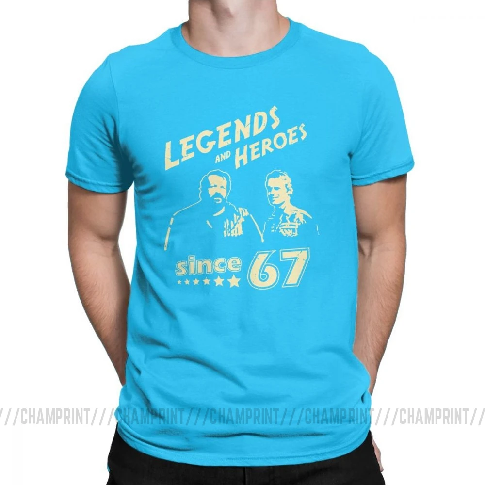Мужские футболки Bud Spencer Legends And Hero Since 67, новинка, Теренс Хилл, топы с короткими рукавами и круглым вырезом, хлопковая футболка, идея подарка, футболка - Цвет: Королевский синий