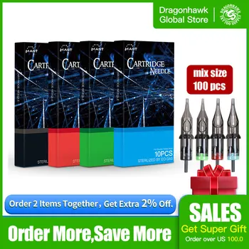 

100 Pieces Tattoo Cartridge Needles Disposable RL RS RM M1 For Permanent Pen Needles Cartridge Pen Tips