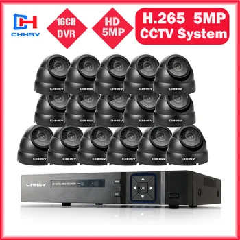 

16CH 5MP Ultra HD CCTV Camera System 6IN1 H.265+ 5MP Lite DVR 5MP TVI IP66 Weatherproof Dome Security Surveillance System