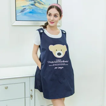 

Cute Mommy Delivery Radiation Protected Clothing New Style Radiation Protected Apron Cartoon Bear Printed Maternity Dress