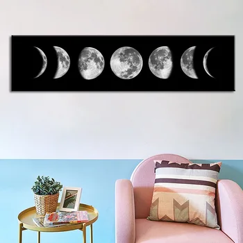 

Black and White Moon Phase Canvas Posters and Prints Luna Wall Art Abstract Painting Pictures for for Living Room Home Decor