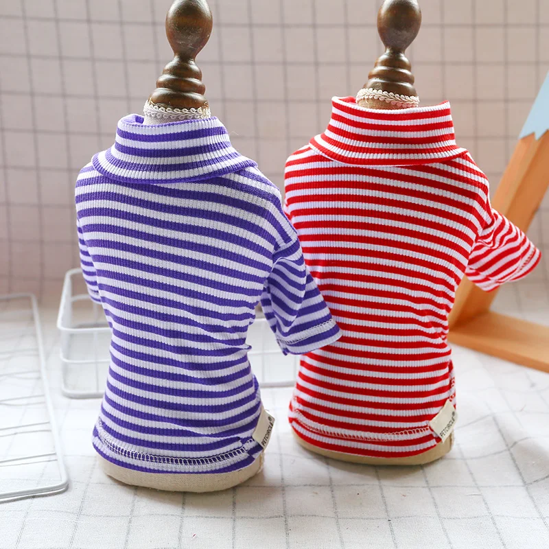 

Dog Bottoming Clothes Stripe Printing Spring Summer Cotton Pet Clohting For Stand Collar Homewear Shirts Base Coats Cat Apparels