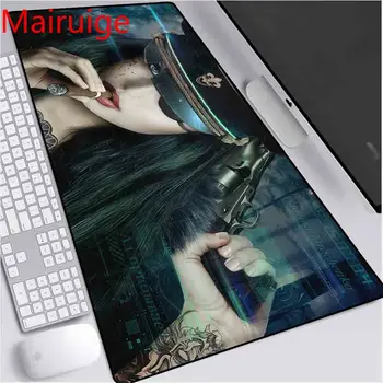 

Mairuige Animation Mouse Pad Handsome Female Officer Pattern Computer Notebook Office Gaming Mouse Pad Non-slip Desk Pad