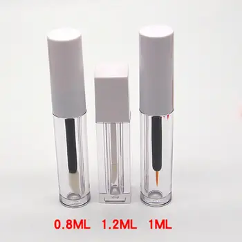 

0.8ML/1ML/1.2ML Mini Empty Eyelash Growth Liquid Bottle Lip Gloss Empty Tube With White Lid Plastic Cosmetic Packaging Container