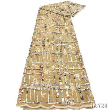 

Nigerian Velvet Lace Fabric With Sequins 2020 High Quality Lace African Velvet Sequins lace fabric For Wedding Dress HJ3724