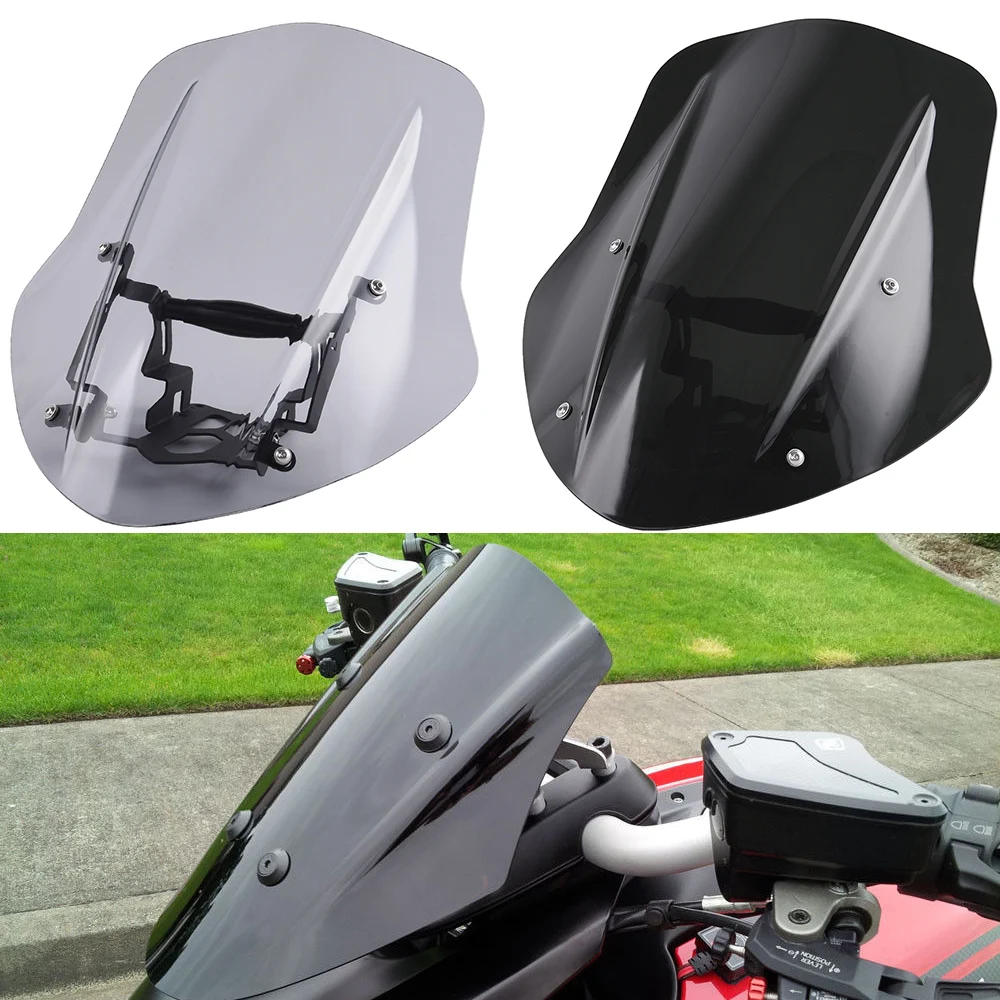 Moto Sport Windshield Windscreen Shield Screen with Mounting Bracket for 2014-2018 Ducati Diavel 2015 2016 2017