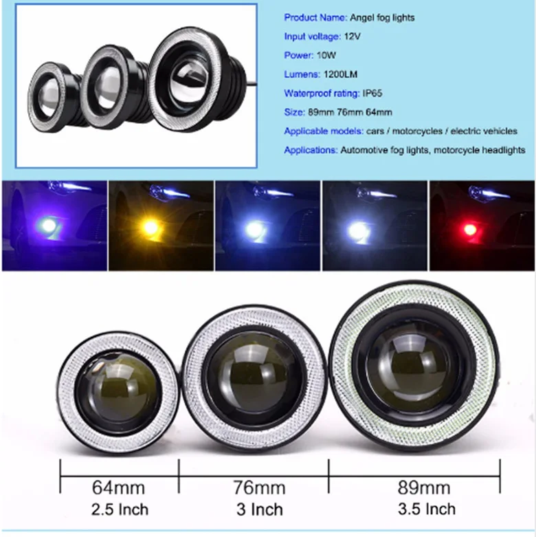 

2pcs Car COB 1200LM 30W Light LED Fog Light White Angel Eye DRL Driving Projector Signal Bulbs Fog Lamps Auto Tuning Car Lamp