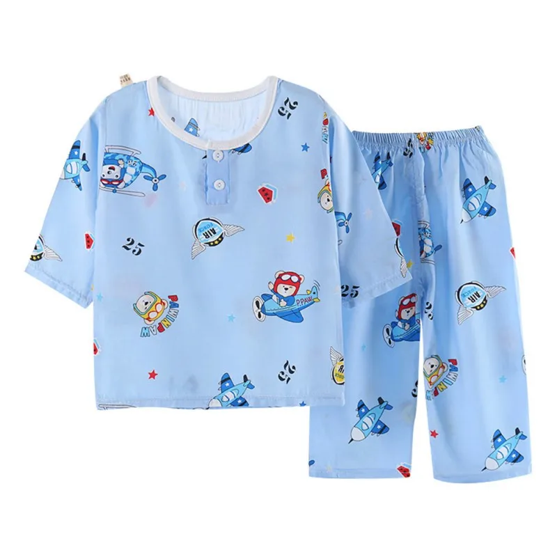 Детские пижамы с короткими рукавами и рисунком для девочек, пижамные комплекты с короткими рукавами детские пижамы, От 3 до 6 лет - Цвет: G