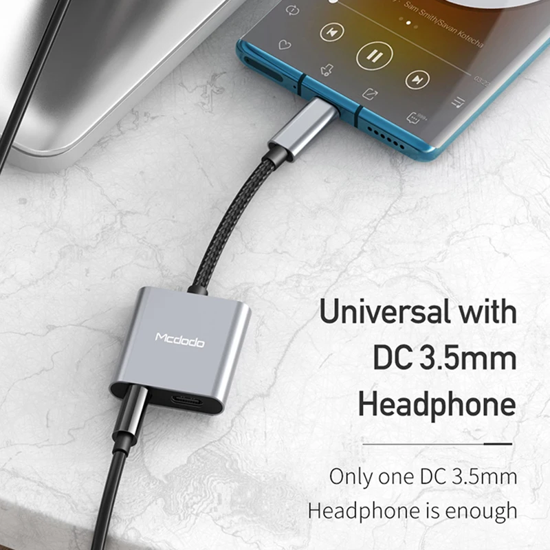 Цифровой аудио адаптер Mcdodo 60 Вт PD USB C на 3 5 мм + Type для наушников ЦАП кабель Aux