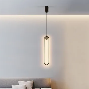 

Modern Minimalism Hanging Lights Bedroom Creative Bedside Lamp Iron Art Line Hanglamp Living Room Background Wall Pendant Lights