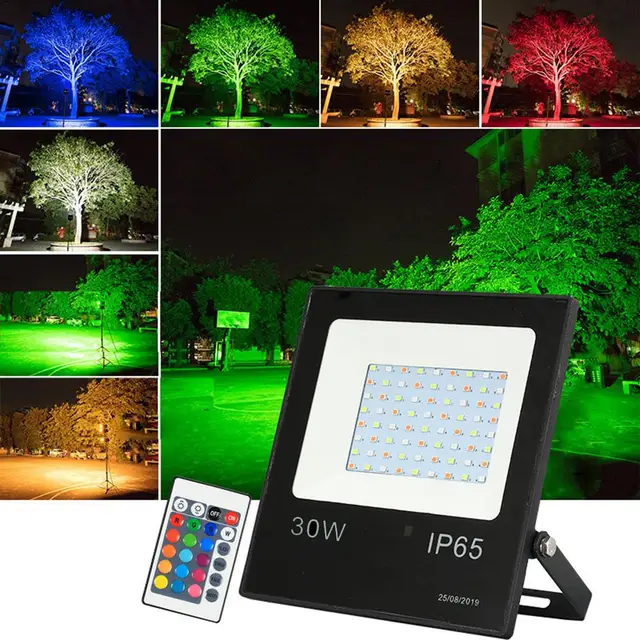 Rgb Fényszóró Színes Vízálló Porálló Parkos Gyep Fény 30W Ac85-265V 120 Fokos 16 Szín 4 Dinamikus Üzemmód - Image 4