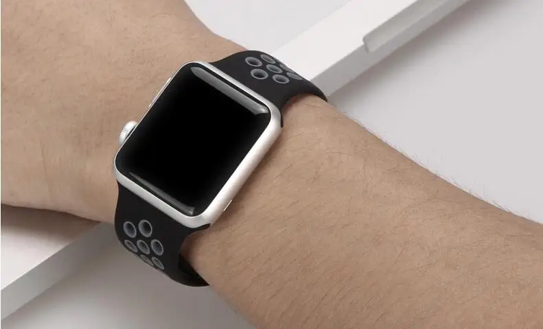 Силиконовый каучуковый ремешок для наручных часов Apple Watch, версии series1/2/3/4/5 резиновый браслет для наручных часов iwatch, ремешок 38 мм, 40 мм 42 44 мм