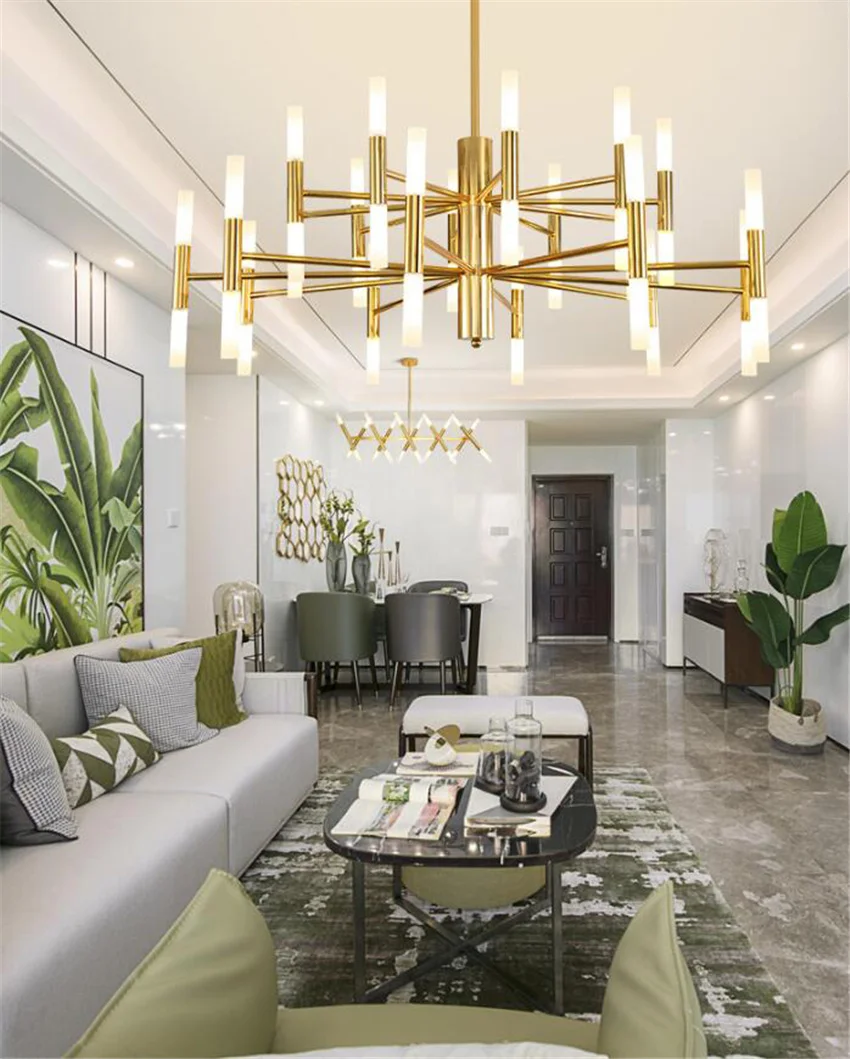 Современные скандинавские светодиодные люстры, роскошные люстры для гостиничного зала, ресторана, люстра черного и золотого цвета, железный G4 потолочный светильник, люминесцентное освещение