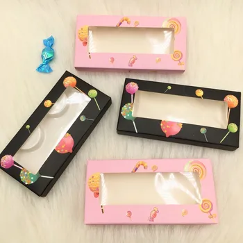 

New Lashes Packaging 20pcs/lot Empty Boxes with Candies Cartoon Lovely Lollipop Eyelash Packaging