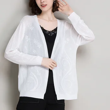 

Women's new casual short section solid color long sleeve knitted cardigan red