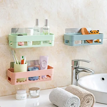 

Plastic Shelves Bathroom Shower Shelf Dual Sucker Bathroom Wall Mounted Shelf Shampoo Drain Set De Bano Bathroom Products BE50BS