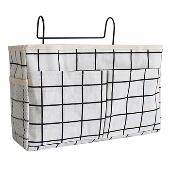 

Hanging Storage Bag Plaid Print Solid Organizers Holder Home Decoration Household Supplies Containers with Hook Space Saver