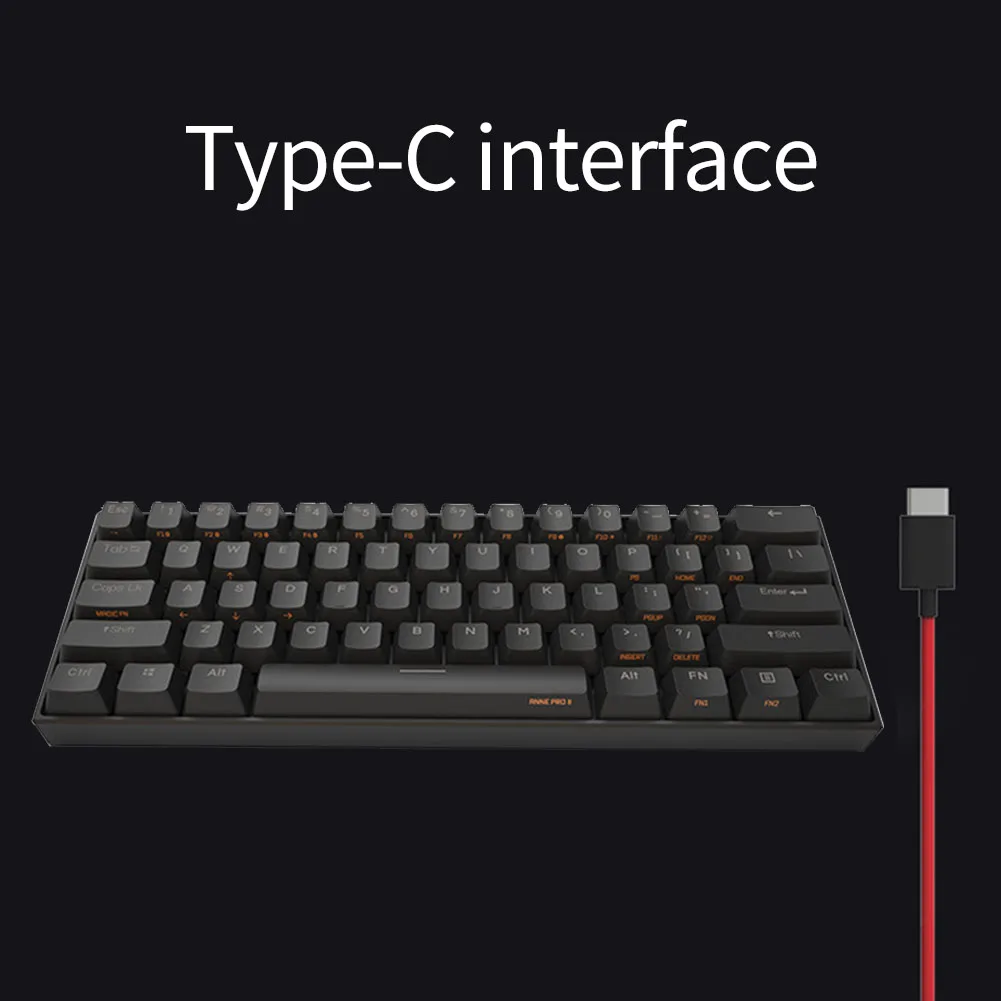

61 Keys Notebook Accessory Office Mechanical Keyboard Gaming Mini Portable Bluetooth 4.0 PC USB Wireless Backlit Type C Laptop