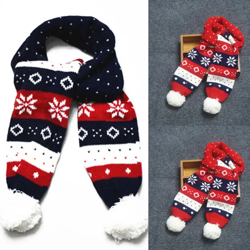 Зимние шарфы для детей; шарфы с кольцами для мальчиков; шейный платок; толстый теплый Рождественский детский шарф для девочек; шаль с муфельным воротником