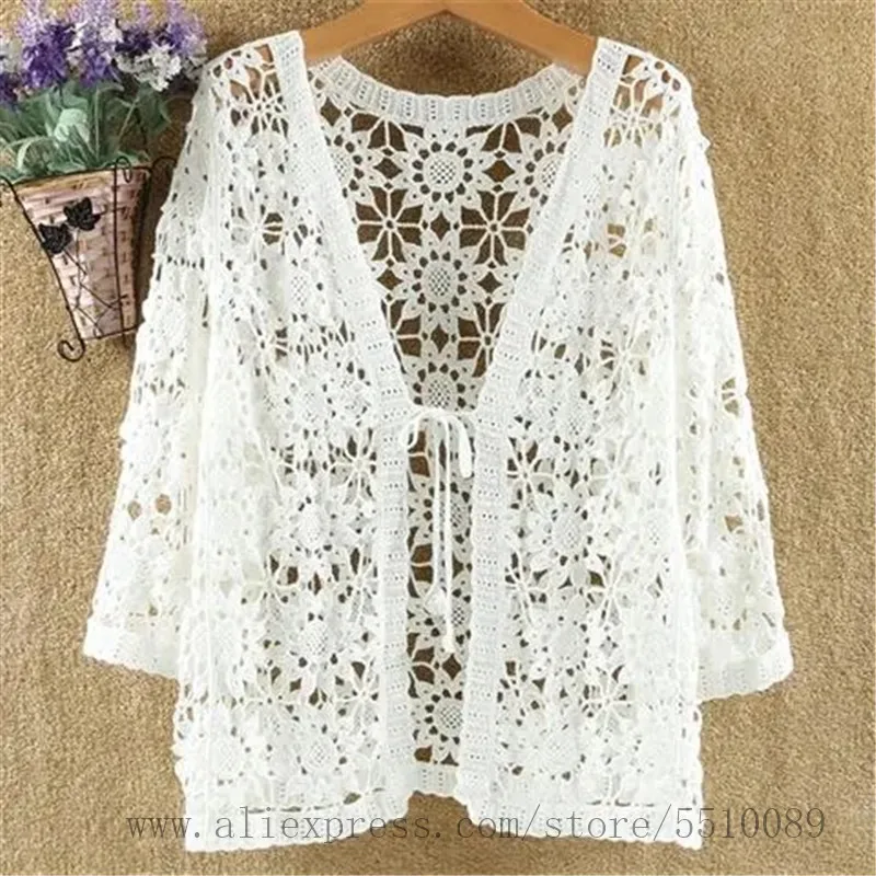 Women summer Shrug Lace Flower Cape Jacket Elegant Wraps Beach Shawl Bolero Plus Size Long Sun Protection Clothing Outwear Tops | Женская