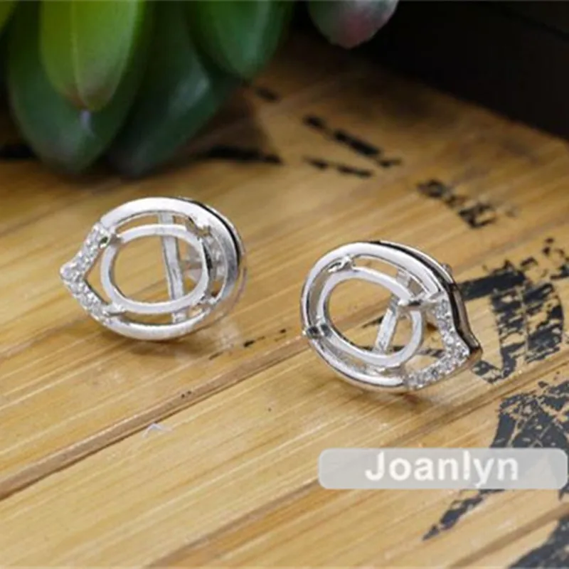 White Gold Plated Oval Zircon Stud Earrings for Women