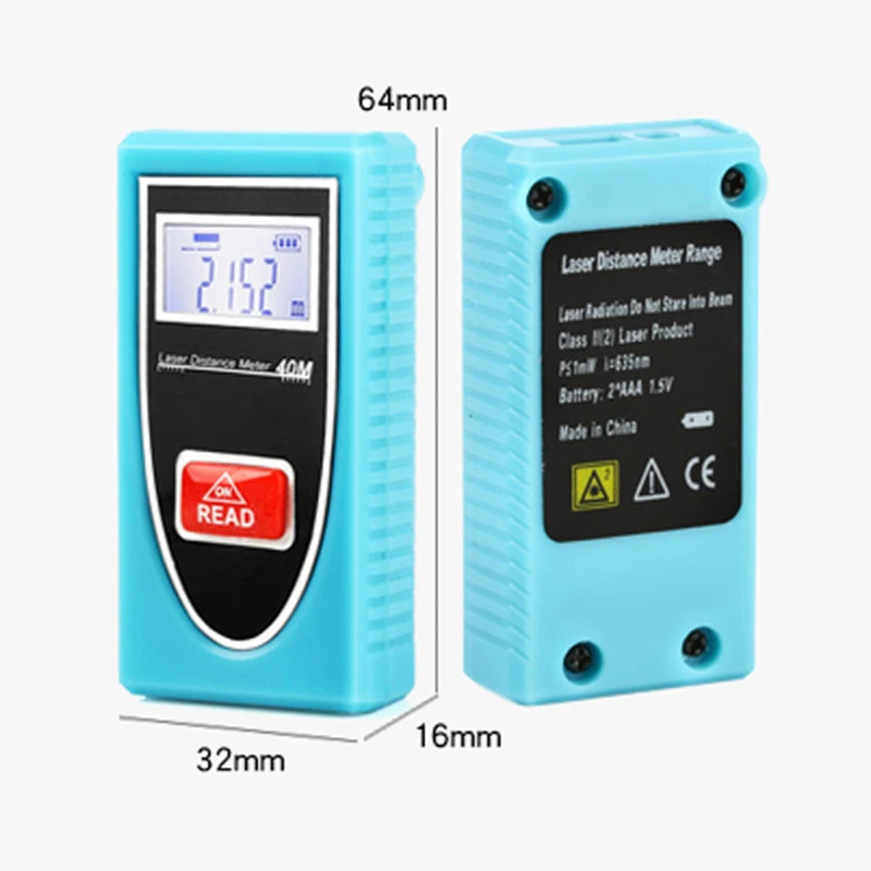 40 meters MINI Rangefinder Laser Distance Meter Rechargeable Digital Laser Ruler for Building Height Length Distance Measurement