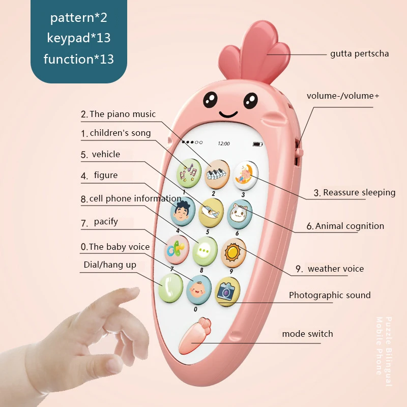 New  Baby Music Toys Cute Cartoon Carrot Design Baby Music Toys Learning Machine Phone Case Cover For Ba