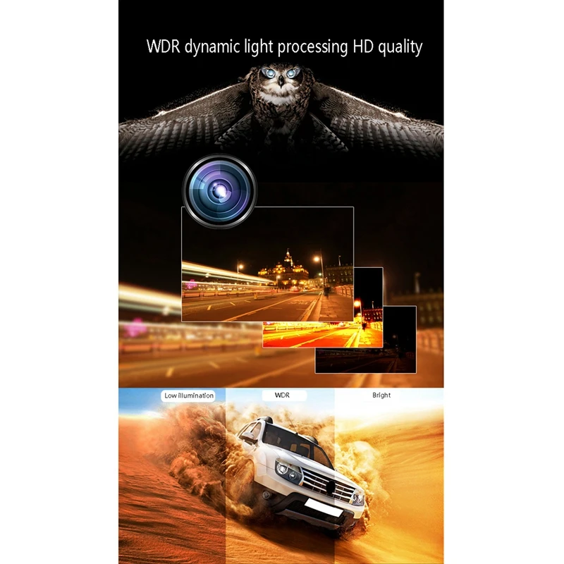 Двойной Dash Cam 1080P вождение автомобиля Камера Регистраторы DVR Full HD 4 дюйма ЖК-дисплей Экран 170 ° широкоугольный WDR(широкий динамический диапазон) петля Запись Motion детекторов