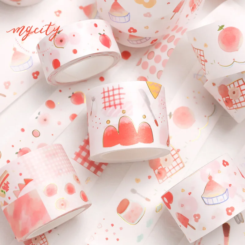 

6pcs Pink Sweetheart Bronzing Paper Washi Tape Set Girls Series Adhesive Masking Tapes DIY Diary Gift Decoration Stickers H6179