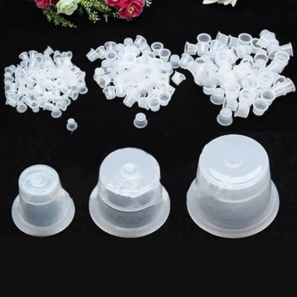 

100Pcs Tattoo ink Holder Disposable Small Medium Large Plastic Clear Tattoo Ink Cups Caps Pigment Tattoo accesories