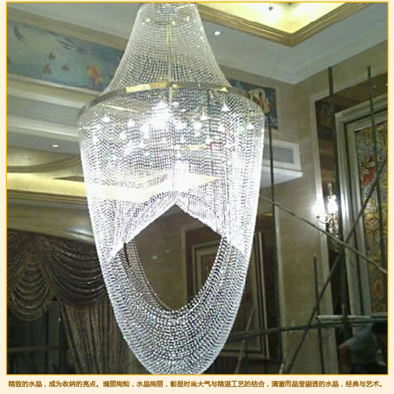 Luxury Beauty Salon Hotel Lighting Villa Large Chandelier Engineering Crystal Light Duplex Stair Light Long Chandelier Hall