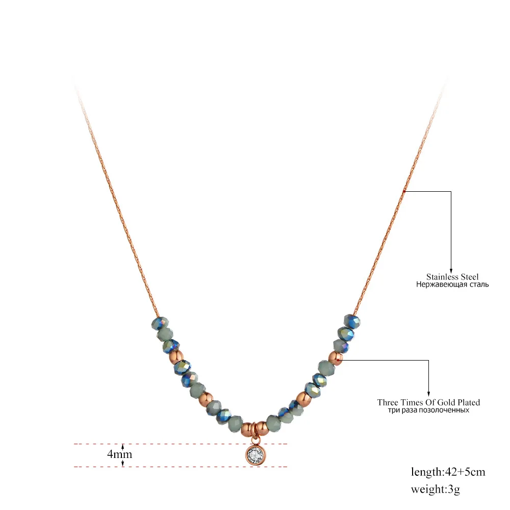 JeeMango Modische schwarze Kristall-Charm-Anhänger-Halsketten aus Edelstahl, runde Zirkonia-Halskette für Damen, N22097 – Detail 6