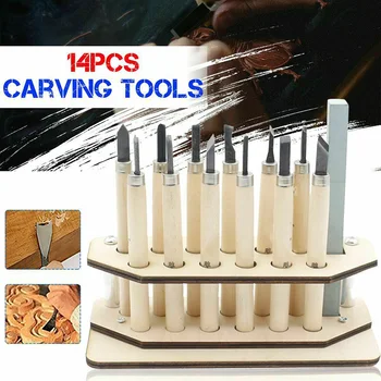 

Hight Quality 12Pcs Wood Handle Carving Chisel Tools Kit Professional Woodworking Gouges L5 #4