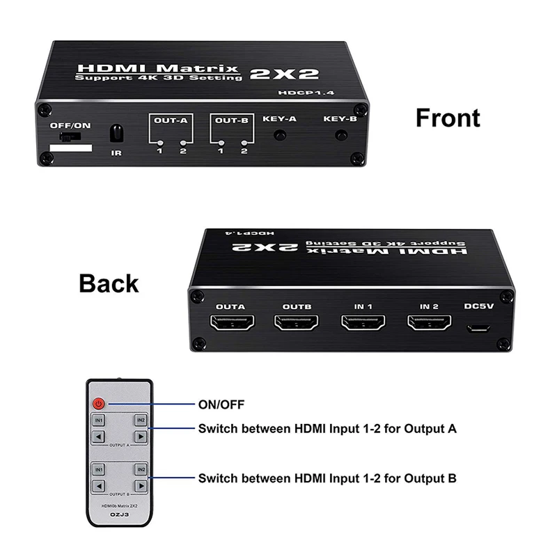 HDMI матрица KuWFi 2x2 HD поддержка 4K 3D настройки разветвитель переключатель 1 4 HDCP до @ 60