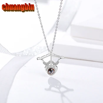 

100% Genuine S925 Sterling Silver Cupid Projection Necklace Female Trend Creative Korean Style Necklace Clavicle Chain