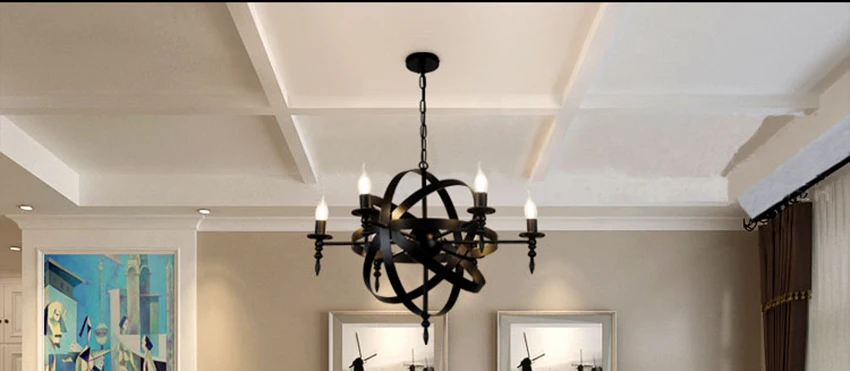 Modern Loft LED Chandelier Lighting Retro Iron Lampshade Pendant Lamp Living Room Restaurant Bedroom Cafe Decor Wrought Hanglamp