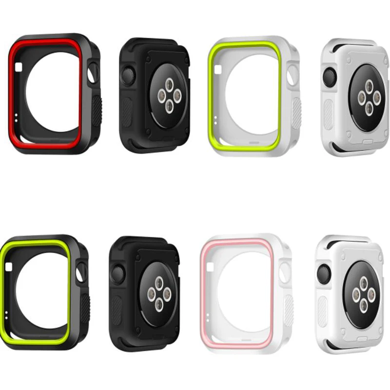 Мягкий силиконовый чехол двойного цвета для Apple Watch SE series 6 5 4 Cover 40 мм 44 Полная
