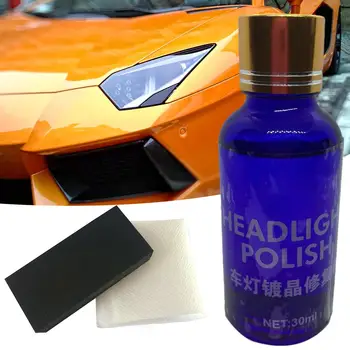 

30ml Auto Headlight Polishing Coating Fluid Polish Scratch Removal Agent Renewal Repair Tools Sponge For Oxidation Yellow Lamp
